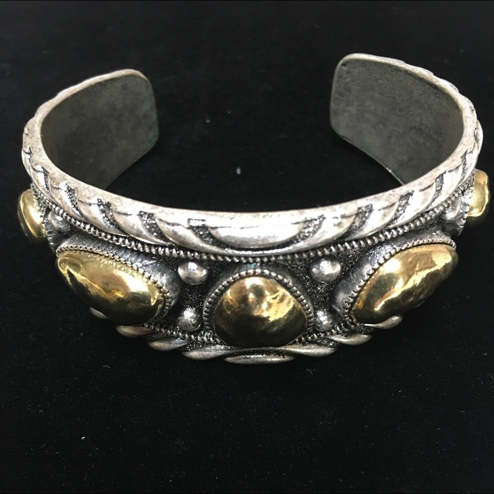Western gold and silver cuff bracelet